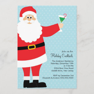 Drinking Santa Holiday Cocktail Christmas Party Invitation