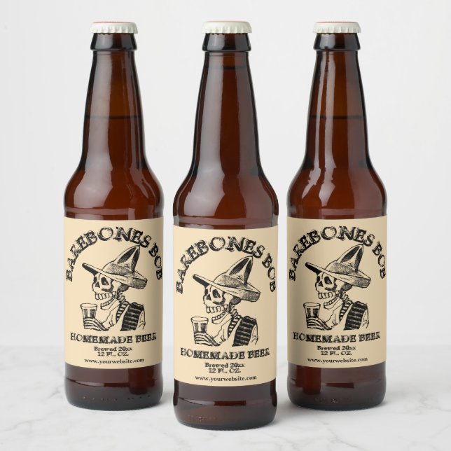 Drinking Skeleton Template Beer Bottle Label (Bottles)