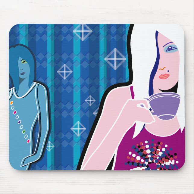 Drinking Tea Mouse Mat (Front)