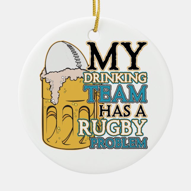 Drinking Team Rugby Ceramic Tree Decoration (Front)
