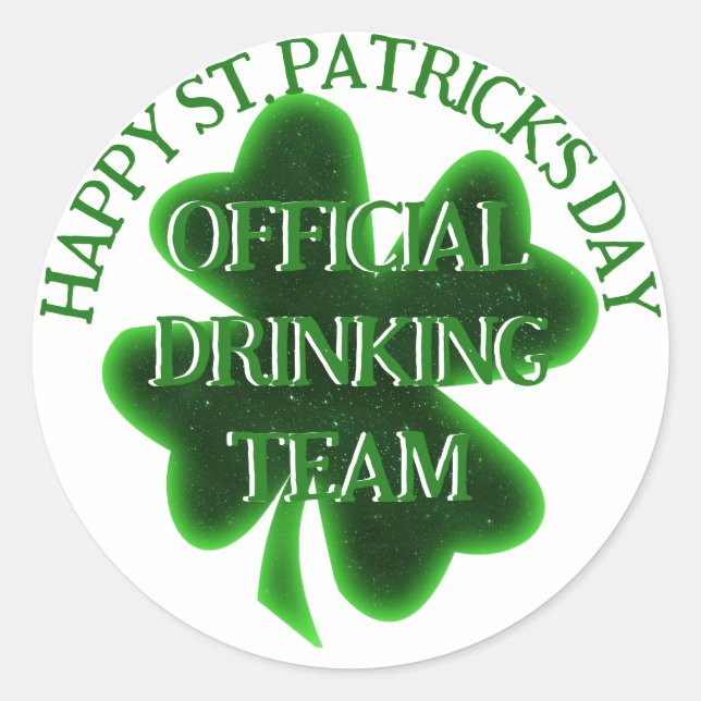 Drinking Team St. Patrick's Day Classic Round Sticker (Front)