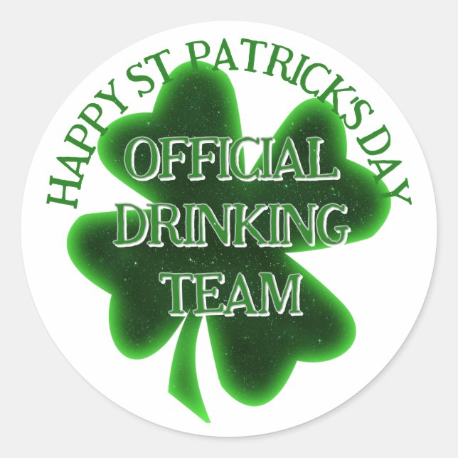 Drinking Team St. Patrick's Day Classic Round Sticker (Front)