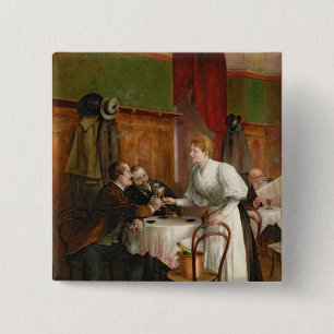 Drinking their health 15 cm square badge