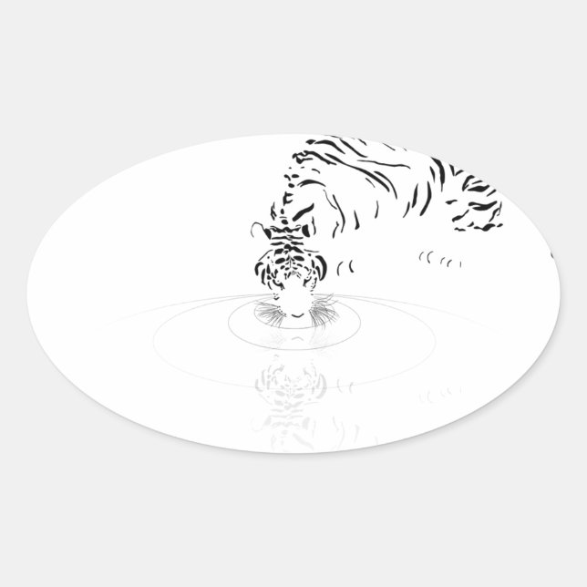 Drinking Tiger Oval Sticker (Front)