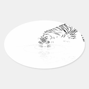 Drinking Tiger Oval Sticker