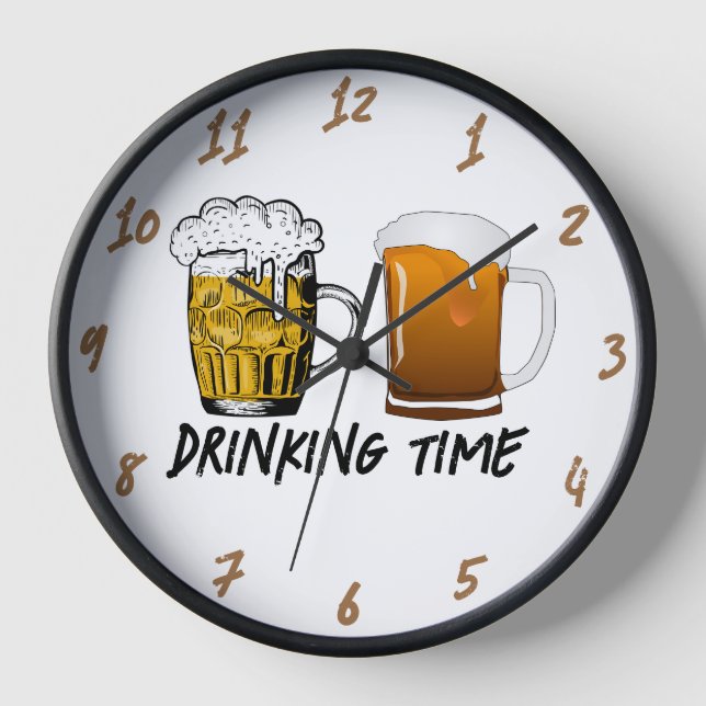 Drinking Time Wood Framed Clock (Front)