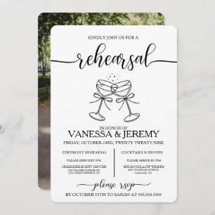 Drinks and Bows Rehearsal Dinner Invitation