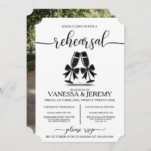 Drinks and Bows Rehearsal Dinner Invitation