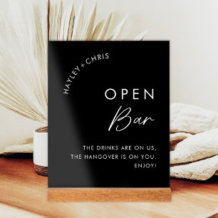 Drinks Are On Us Open Bar Black Wedding Bar Acrylic Sign