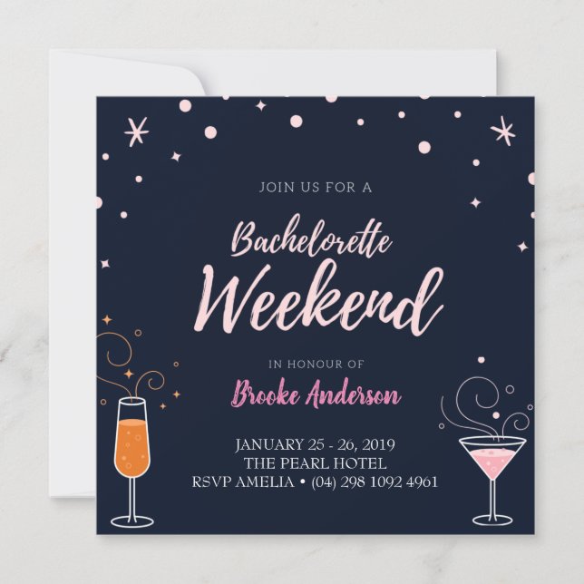 Drinks Bachelorette Weekend Party Card (Front)