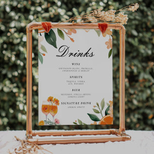 Drinks Bar Aperol Spritz Bridal Shower Table Sign