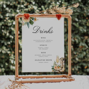 Drinks Bar Boots and Bubbly Bridal Shower Sign
