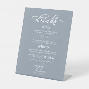 Drinks Bar Chic Script Dusty Blue Wedding Sign