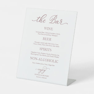 Drinks Bar Rose Gold Calligraphy Wedding Sign