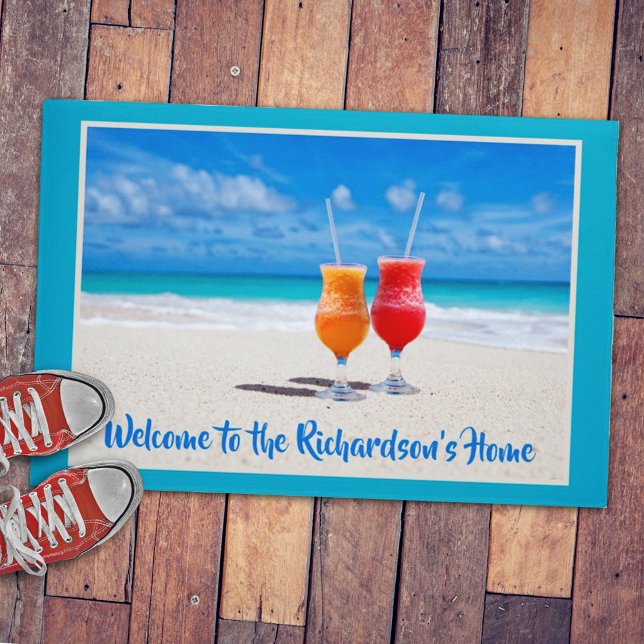 Drinks Beach Sand Ocean View Welcome Doormat (Creator Uploaded)