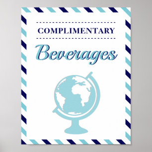 Drinks Beverages Navy Blue Travel Aeroplane Airlin Poster