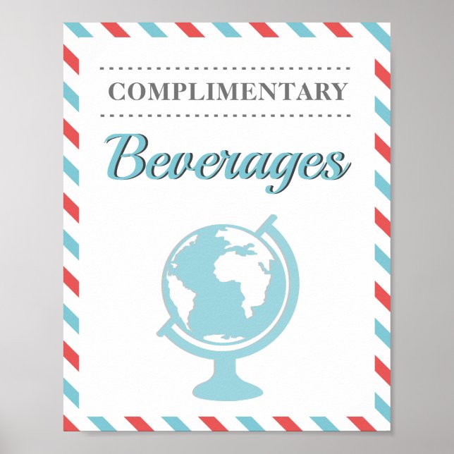 Drinks Beverages Red Blue Travel Aeroplane Airline Poster (Front)