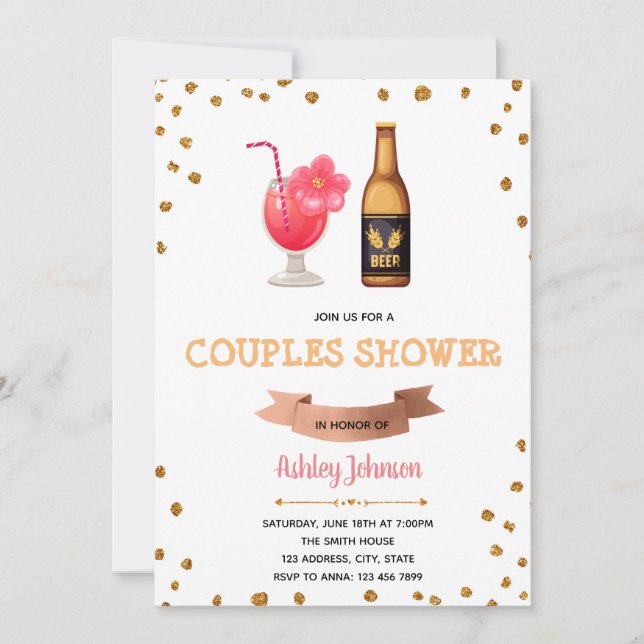 Drinks couples shower invitation (Front)