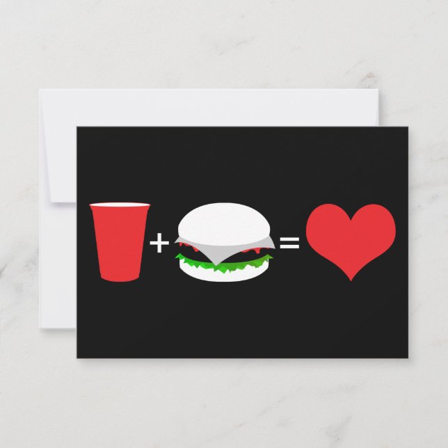 drinks + hamburgers = love invitation (Front)