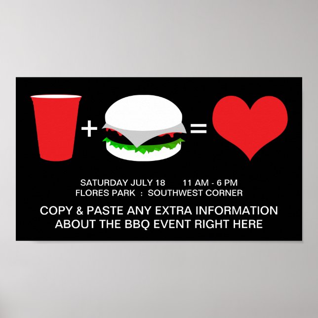 drinks + hamburgers = love poster (Front)