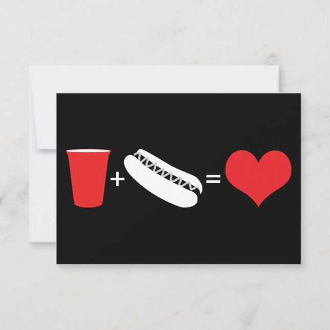 drinks + hot dogs = love invitation (Front)