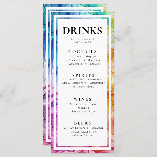 DRINKS + lovely text Ethereal Bloom Menu (Front/Back)