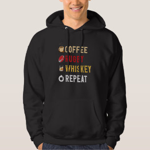 Drinks Lover Funny Coffee, Rugby, Whiskey Repeat N Hoodie