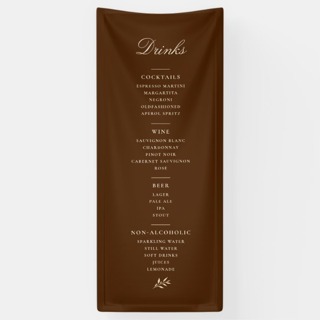 Drinks Menu Banner Chocolate Brown Cream Script (Vertical)