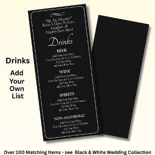 Drinks Menu Card - Black White Infinity Scroll,