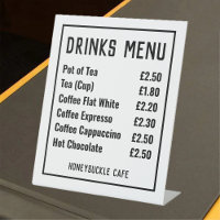 Drinks Menu Price List Pedestal Sign