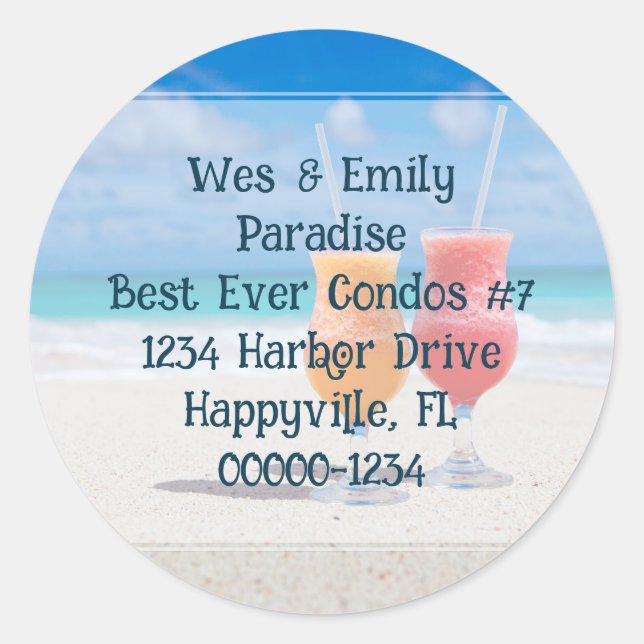 Drinks on Beach Return Address Stickers (Front)
