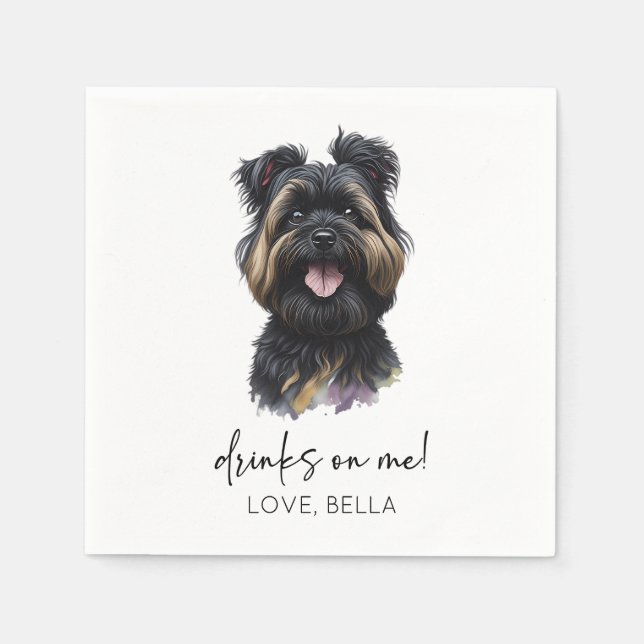 Drinks On Me! Affenpinscher Dog Wedding Napkin (Front)