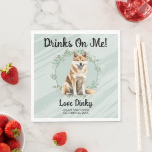 Drinks on Me! Akita Inu Wedding Dog Photo Napkin