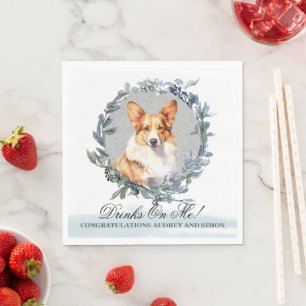 Drinks on Me! Cardigan Welsh Corgi Pet Wedding Napkin