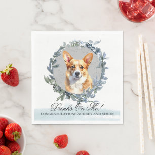 Drinks on Me! Corgi Dog Pet Wedding Napkin