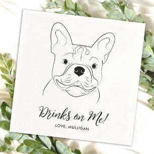 Drinks On Me Custom French Bulldog Dog Wedding Napkin