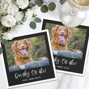 Drinks On Me Cute Dog Pet Photo Wedding Napkin