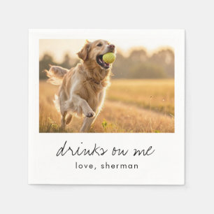 Drinks on Me Cute Fun Photo Modern Dog Wedding Nap Napkin