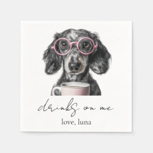 Drinks on Me Cute Fun Photo Modern Dog Wedding Nap Napkin