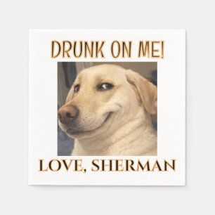 Drinks on Me Cute Fun Photo Modern Dog Wedding Napkin
