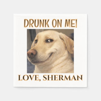 Drinks on Me Cute Fun Photo Modern Dog Wedding Napkin