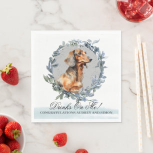 Drinks on Me! Dachshund Dog Pet Wedding Napkin