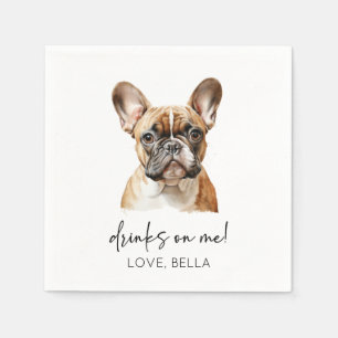 Drinks On Me! French Bulldog Dog Pet Wedding Napkin