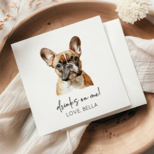 Drinks On Me! French Bulldog Dog Pet Wedding Napkin