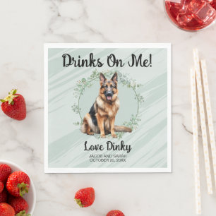 Drinks On Me! German Shepherd Dog Pet Napkin