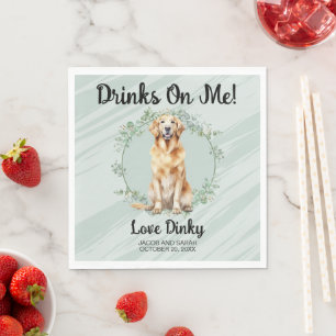 Drinks On Me! Golden Retriever Dog Photo Wedding Napkin