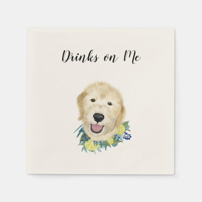 Drinks on Me Napkins (Golden Doodle) (Front)