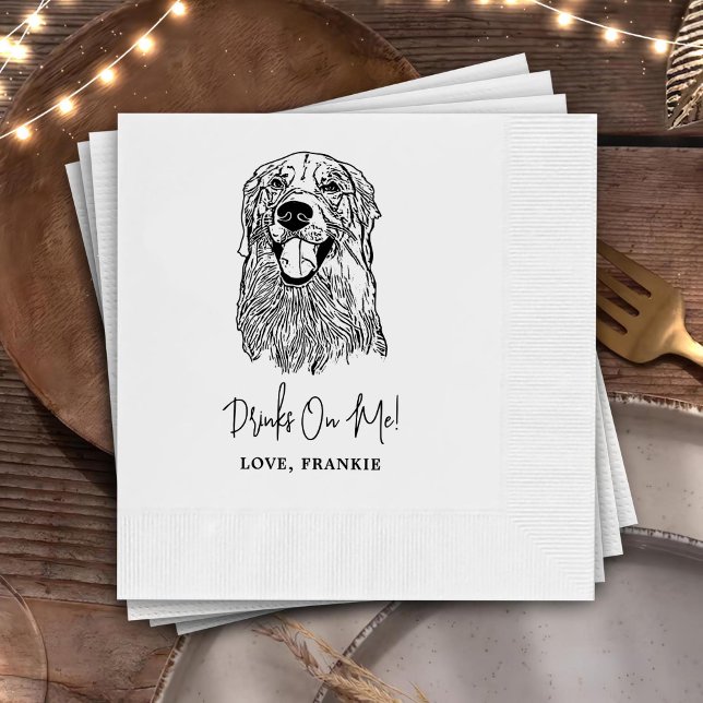Drinks On Me Pets Custom Hand Drawing Wedding Napkin (Creator Uploaded)