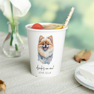 Drinks On Me! Pomeranian Dog Pet Wedding Paper Cups