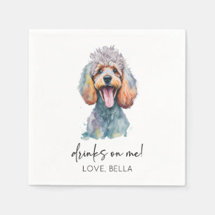 Drinks On Me! Poodle Dog Pet Wedding Napkin